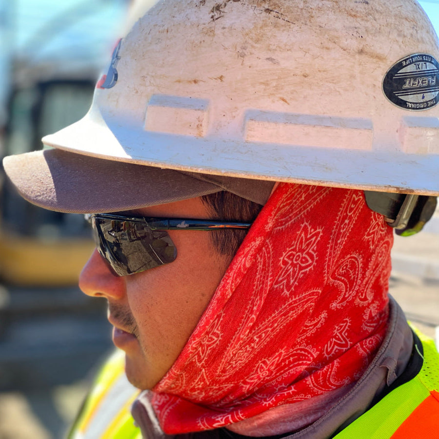 MCR Safety Klondike KD7 Safety Glasses KD712PFworn with a hard hat