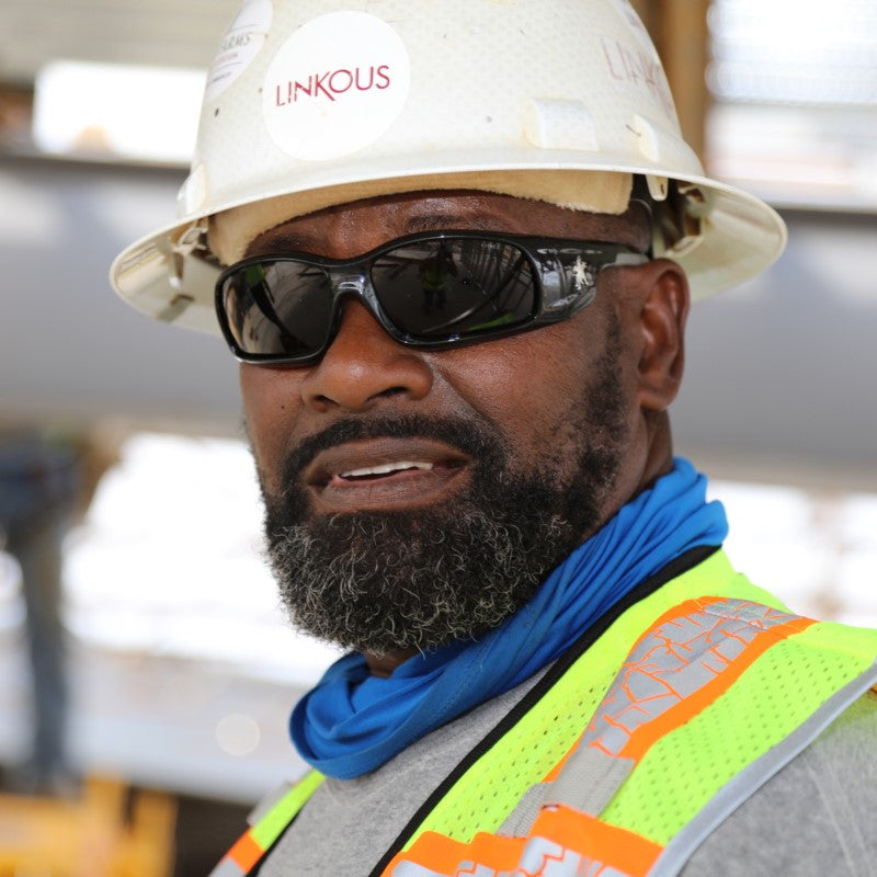 MCR Safety SR112 Swagger SR1 Safety Glasses worn by construction worker