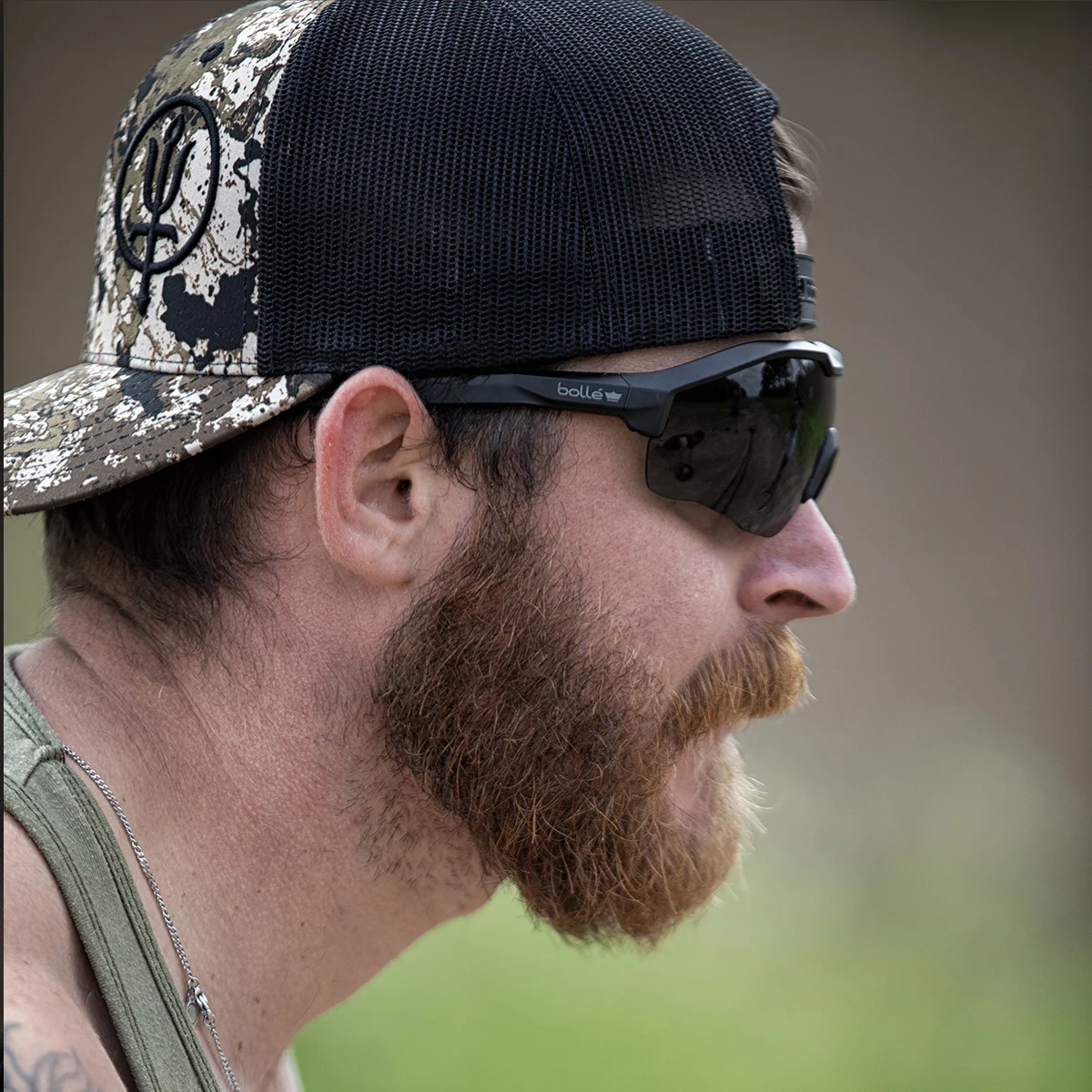 Man wearing Bolle MY6 Eyeshields with Gray Lens in the field