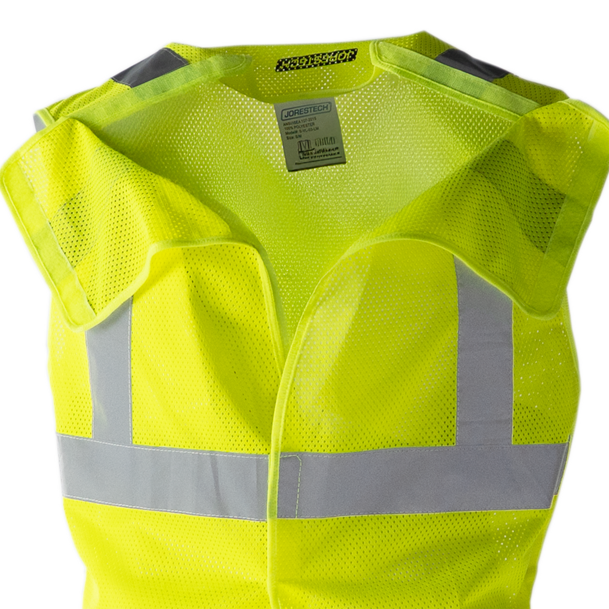Jorestech Hi-Vis Yellow Mesh Tearaway Safety Vest with 2” Reflective Strips and Pocket