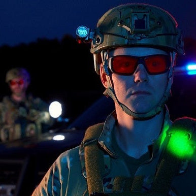 NoIR GlareShields Handheld Laser Threat Eye Protection worn on duty