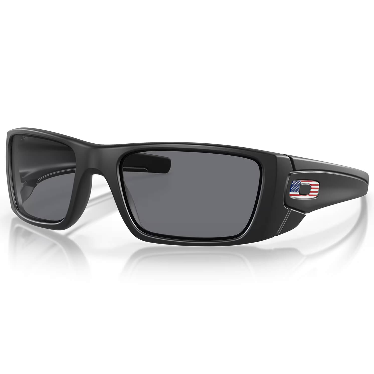 Oakley SI Fuel Cell Matte Black with RWB US Flag Icon and Grey Lenses-Safety Glasses USA