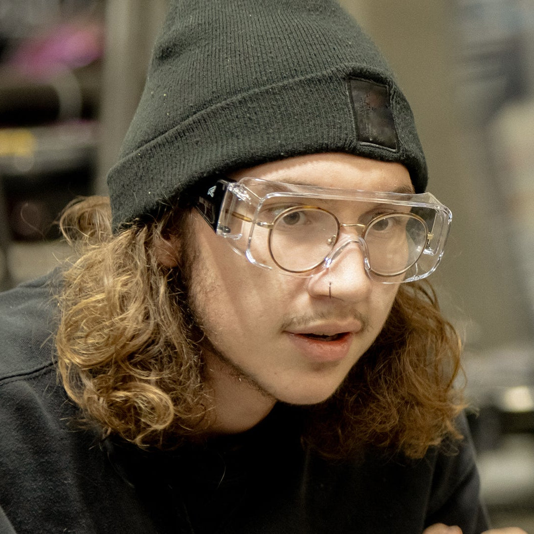 Edge Ossa OTG Safety Glasses worn with prescription glasses