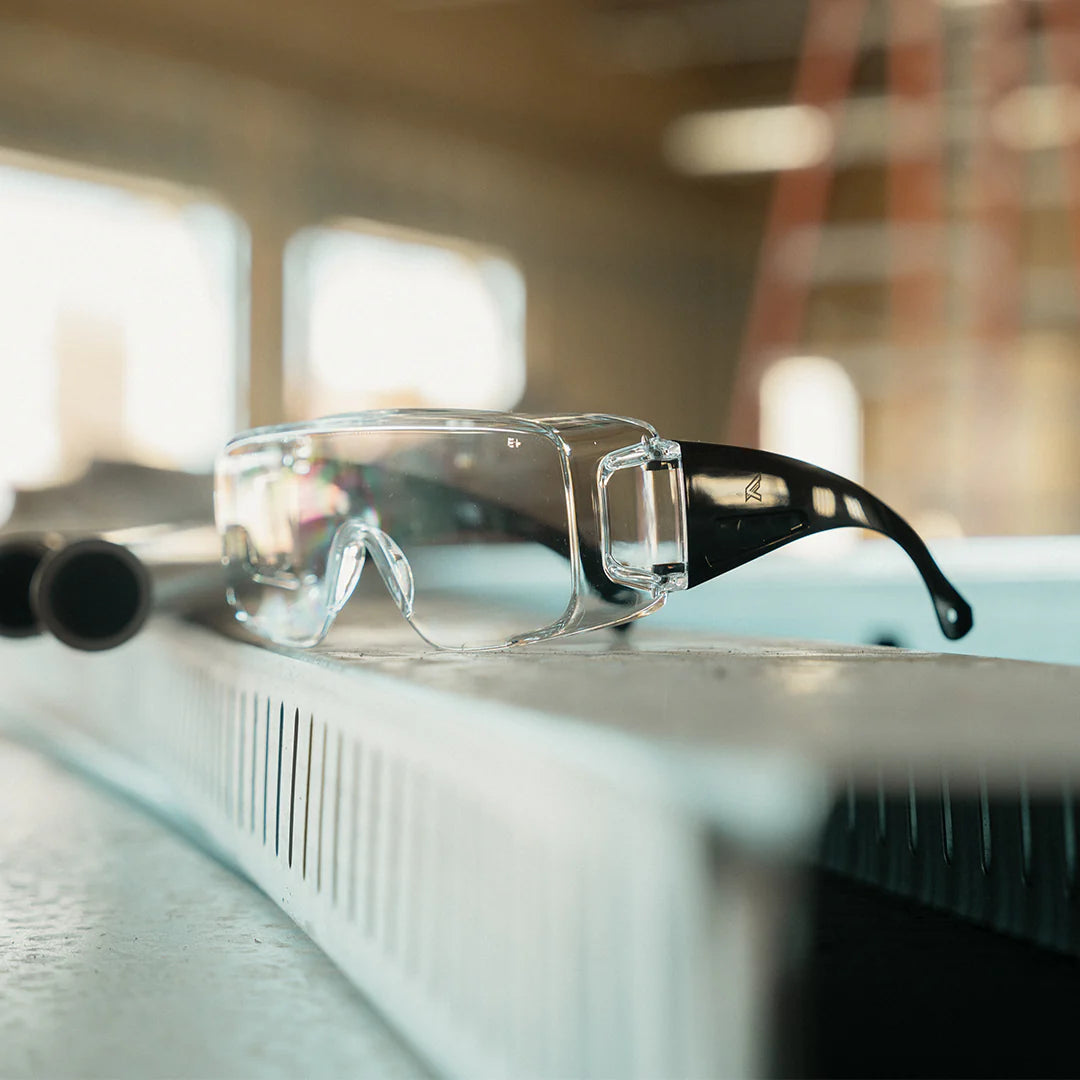 Edge Ossa OTG Safety Glasses on a work surface