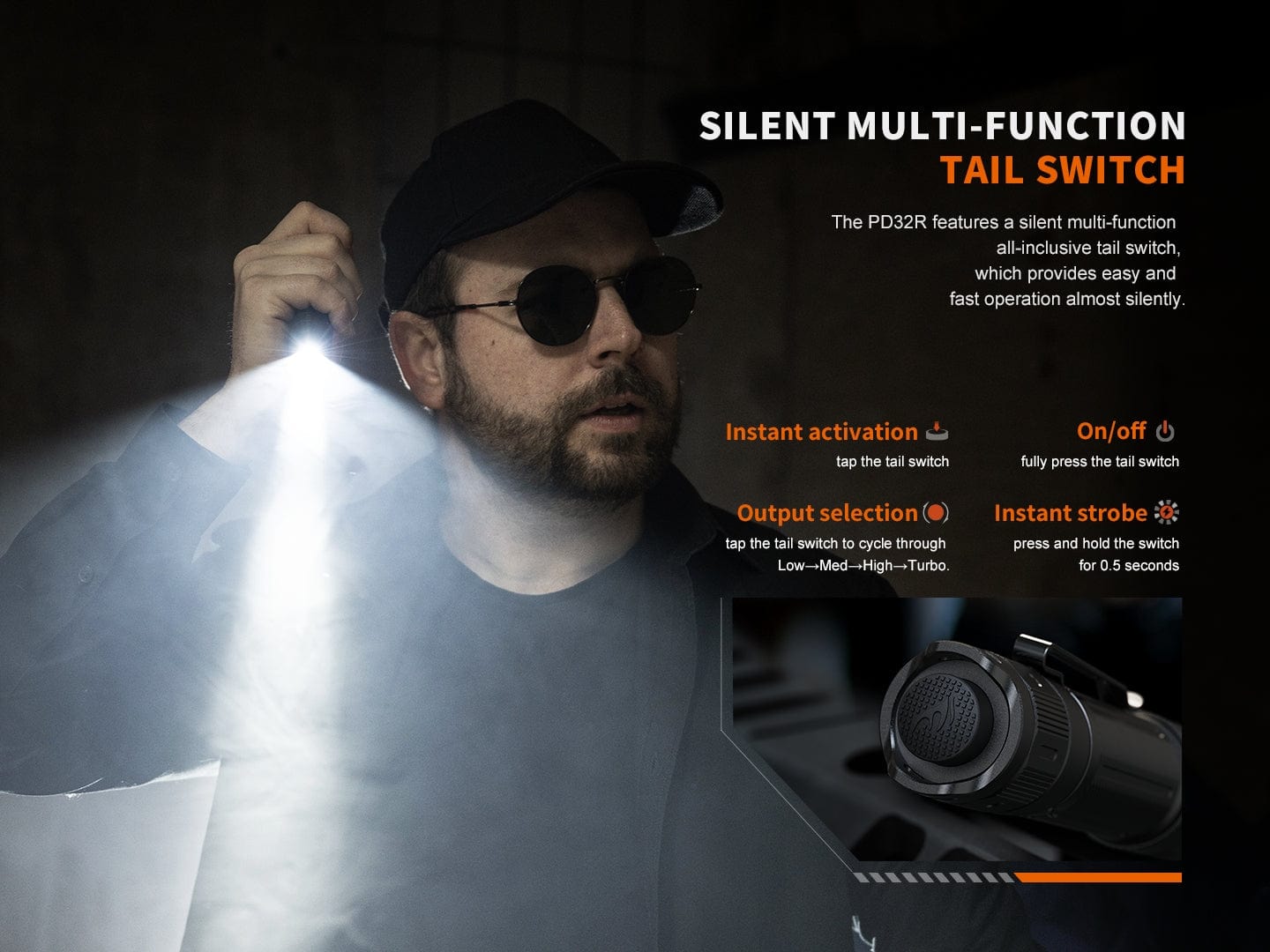 Fenix PD32R Rechargeable Silent Switch LED Flashlight-sku-48300746899752-Safety Glasses USA-8