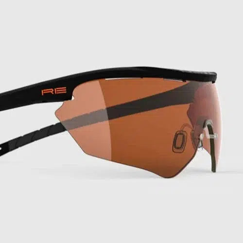 Randolph Phantom 2.0 Shooting Glasses Kit with Black Frame and HD Medium, Dark Purple and Modified Brown Lenses - Closeup