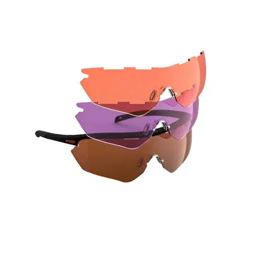 Randolph Phantom 2.0 Shooting Glasses Kit with Black Frame and HD Medium, Dark Purple and Modified Brown Lenses