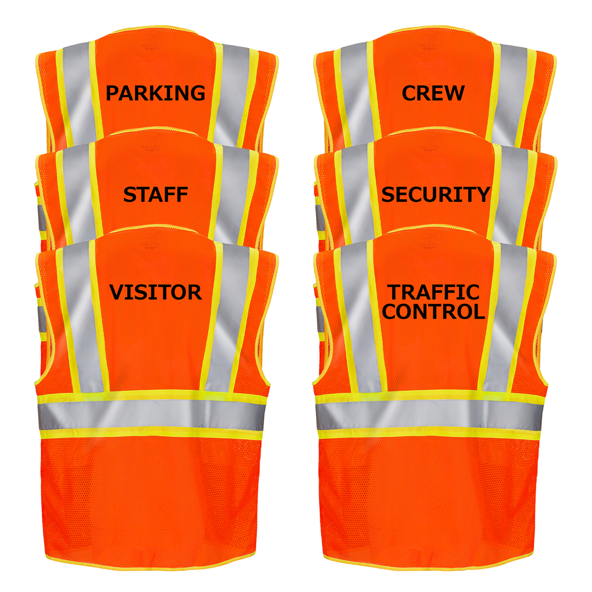 Jorestech Printed Hi-Vis Two-Toned Mesh Safety Vest with 2” Reflective Strips and Pockets - Orange