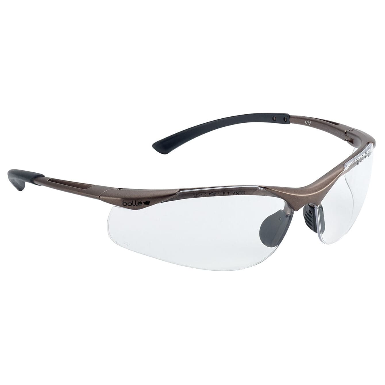 Bolle Contour Safety Glasses with Gunmetal Frame and Clear Anti-Scratch and Anti-Fog Lenses