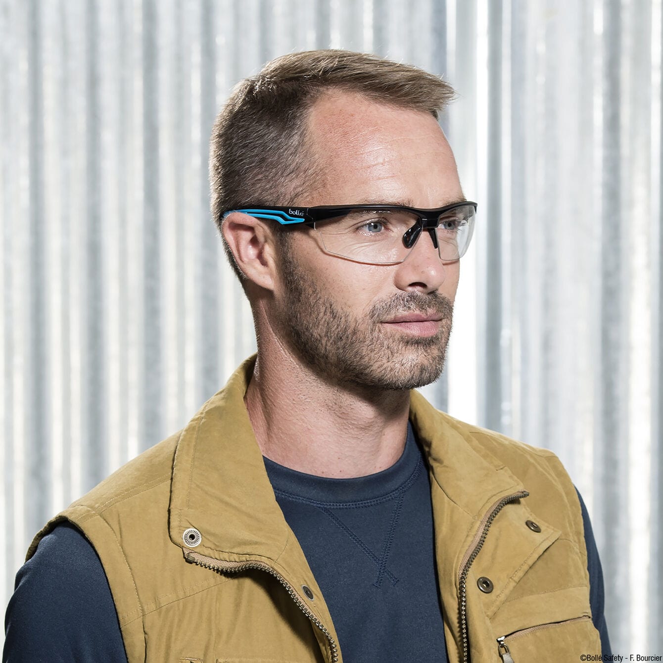 Bolle Tryon Safety Glasses with Black & Blue Frame and Clear Platinum Anti-Fog Lens-BOL-40301-Safety Glasses USA-2