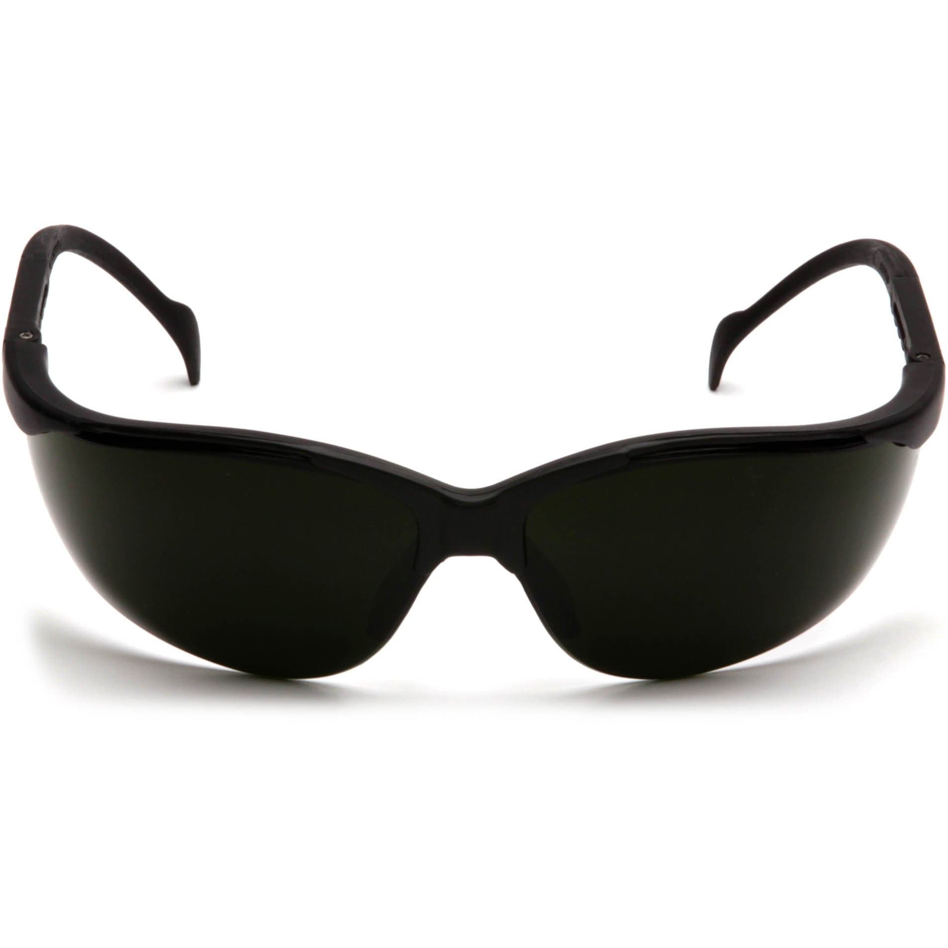 Pyramex Venture 2 Safety Glasses with Black Frame and Shade 5.0 Lens Front View