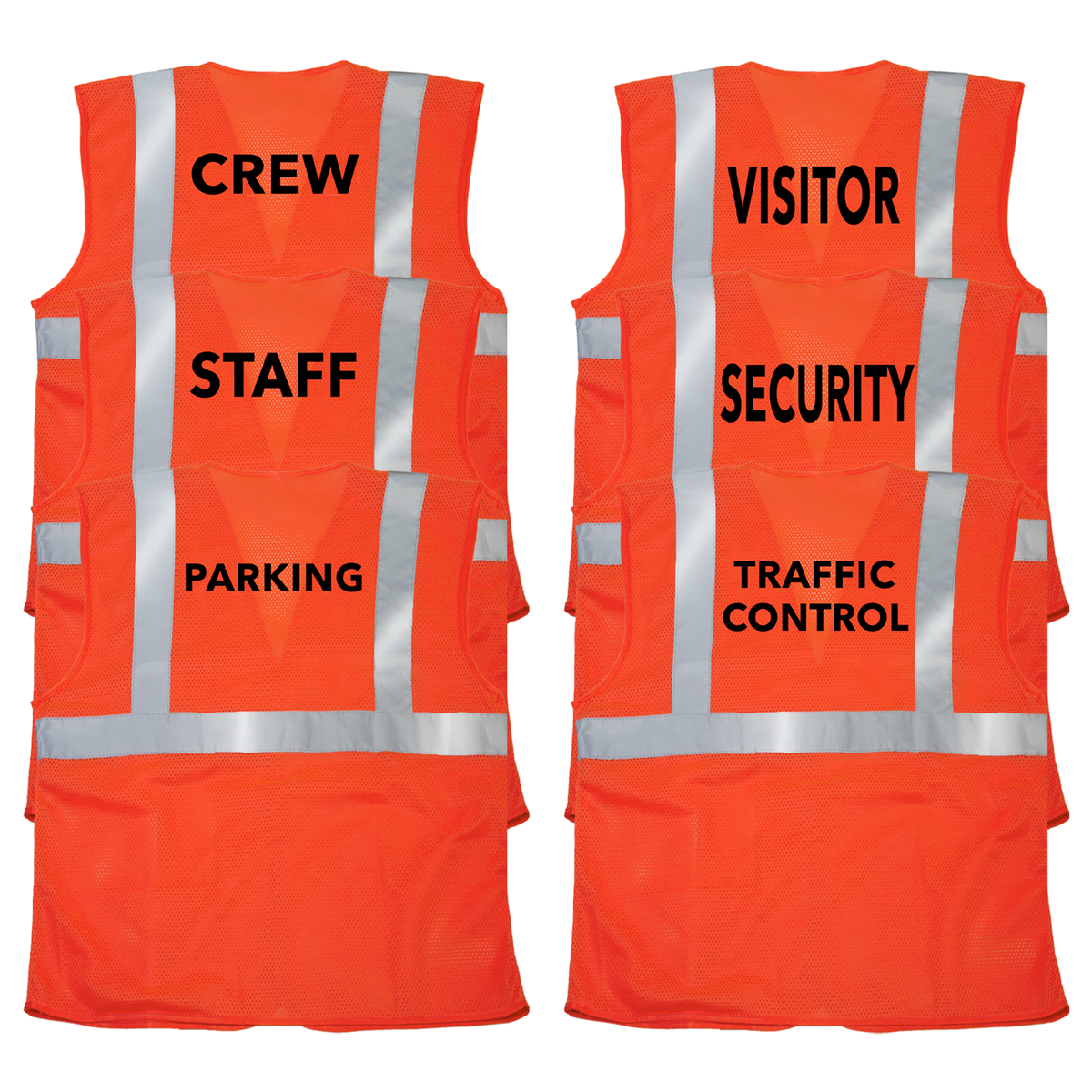 Jorestech Printed Hi-Vis Mesh Safety Vest with 2” Reflective Strips and Pocket - Orange