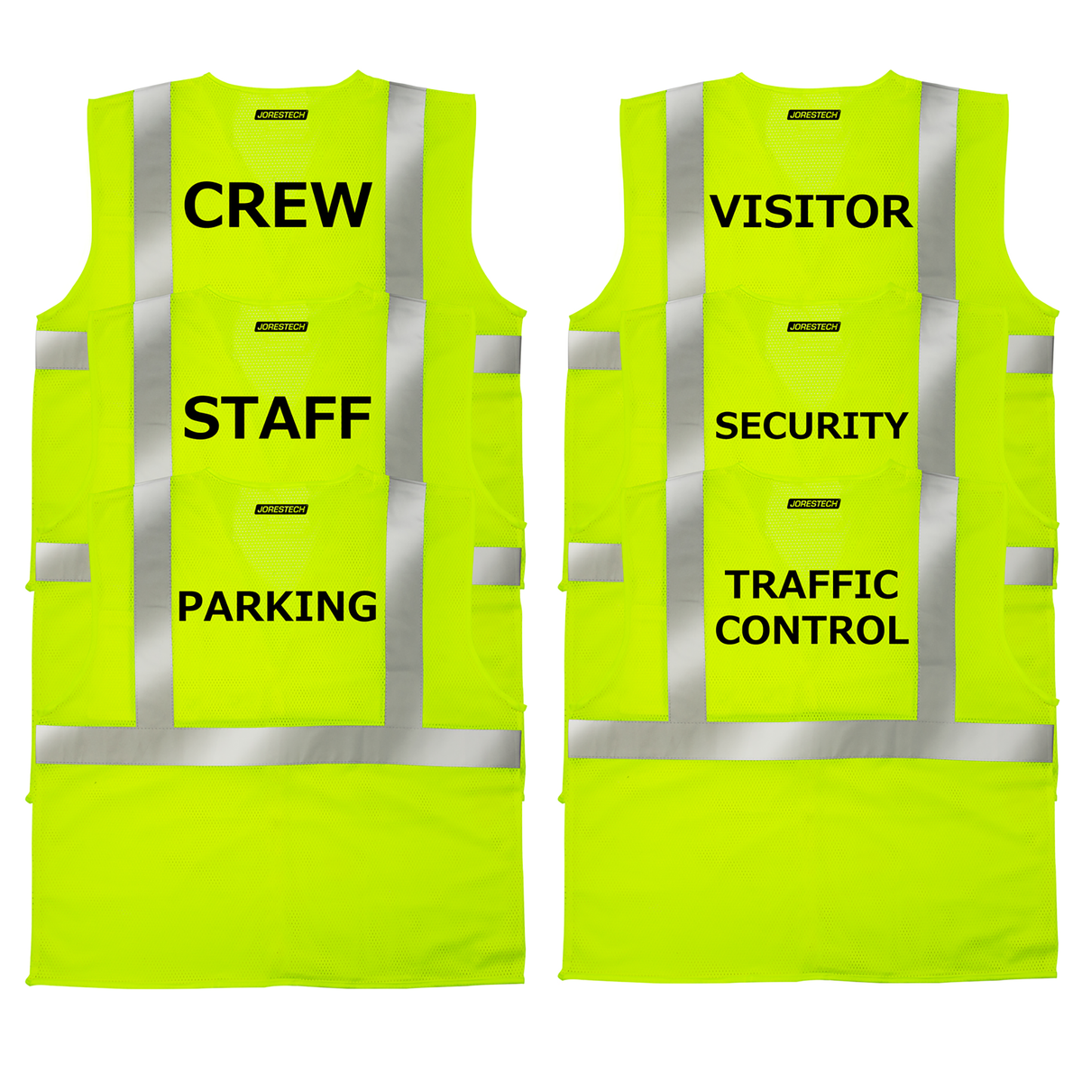 Jorestech Printed Hi-Vis Mesh Safety Vest with 2” Reflective Strips and Pocket - Lime