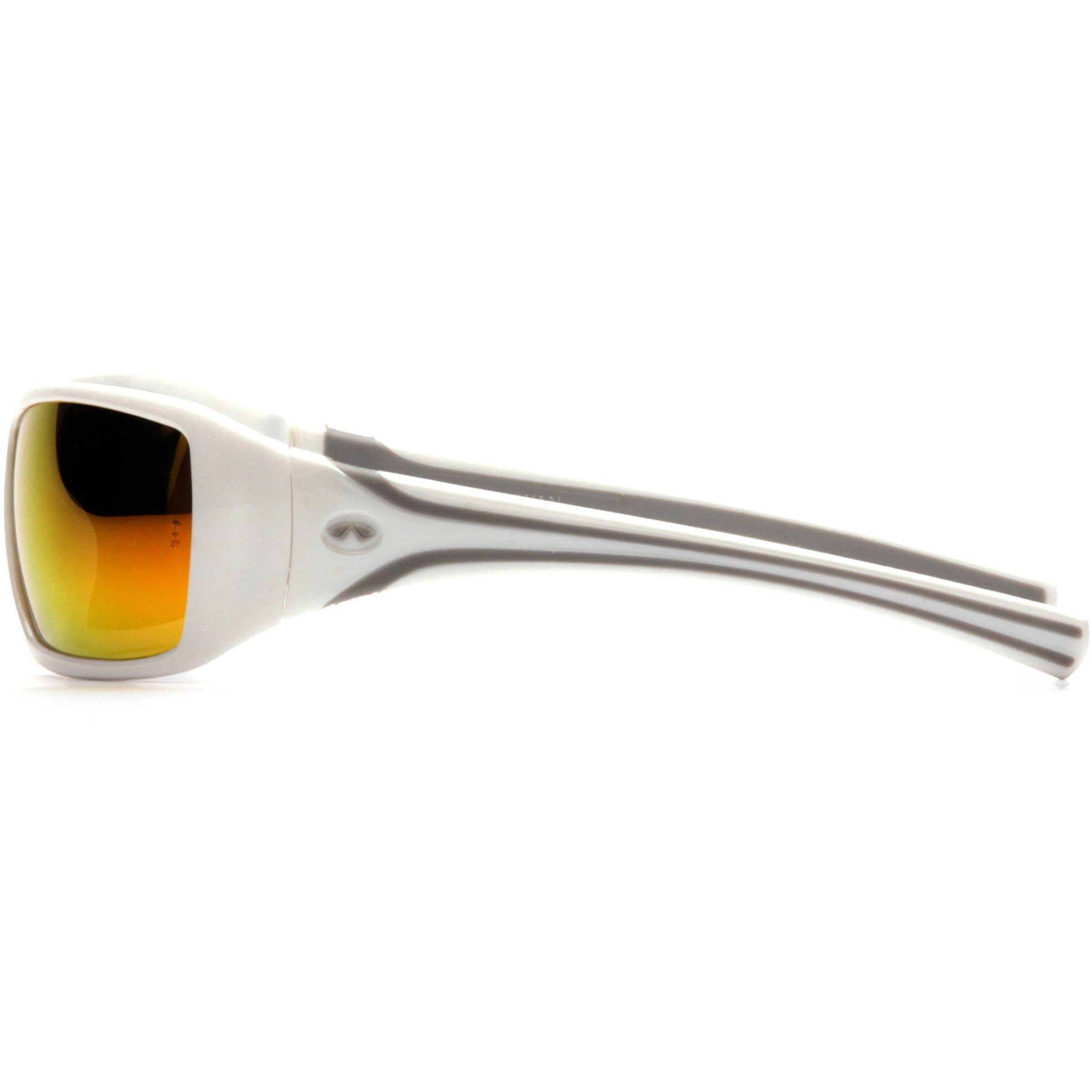 Pyramex SW5655D Goliath Safety Glasses - White Frame - Red Mirror Lenses Left Temple View