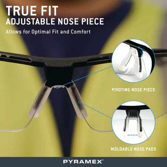 Pyramex TruFlex Safety Glasses True Fit Adjustable Nose Piece