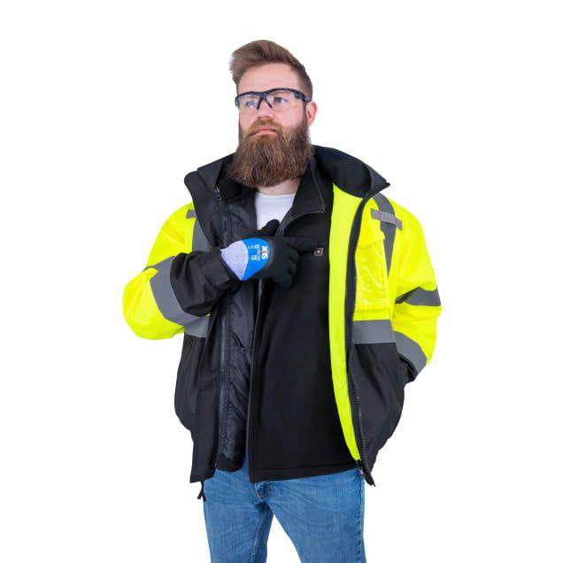 Radians RHG-SJ13G 3-in-1 Class 3 Hi-Vis Bomber Jacket with Inner Heated Vest--Safety Glasses USA-5