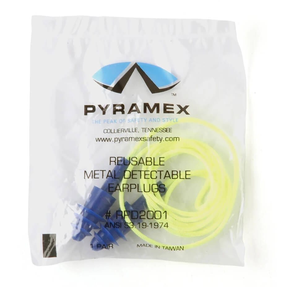 Pyramex RDP2001 Metal Detectable Reusable Corded Earplugs NRR-25 (100-Pr Box)