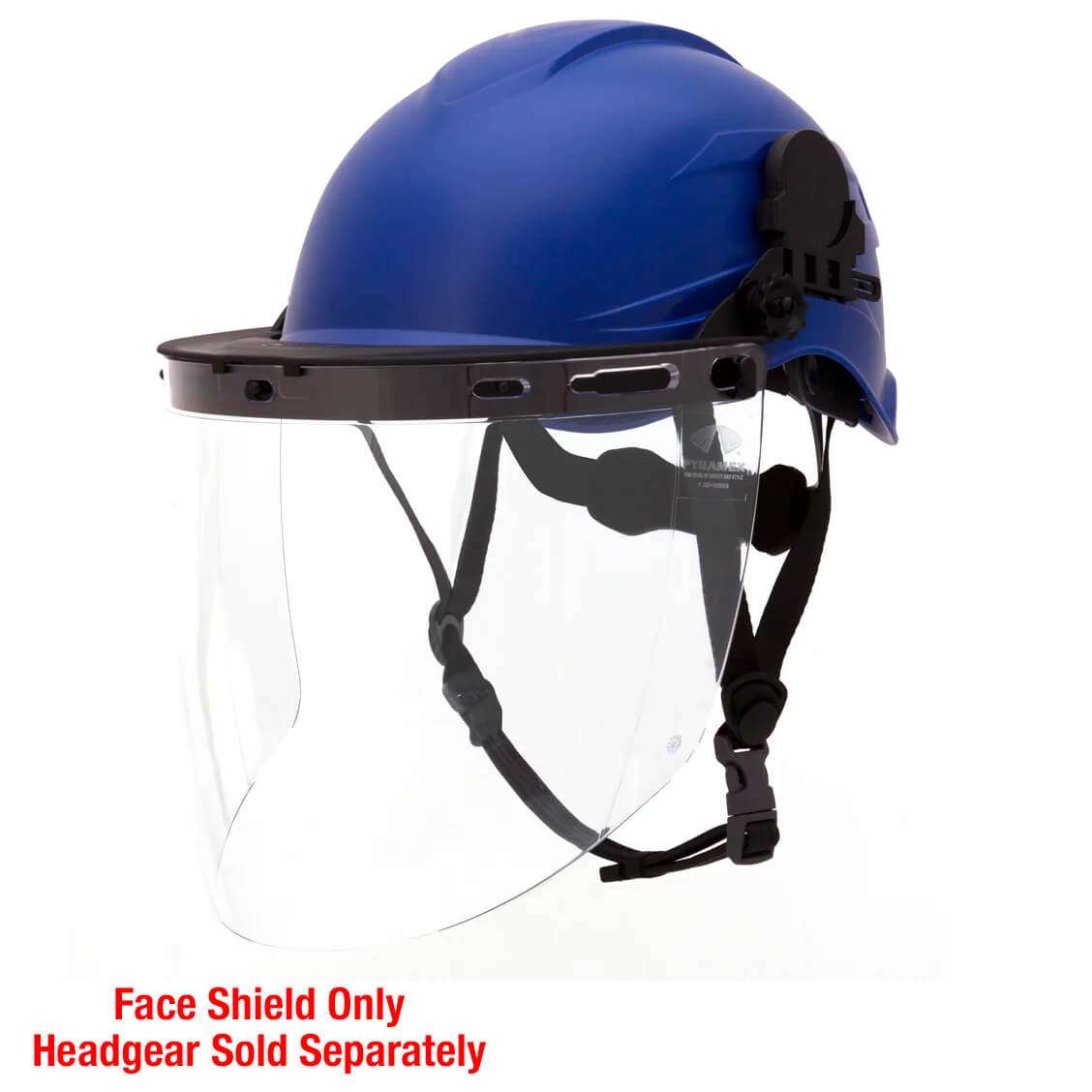 Pyramex S1110 Tapered Polycarbonate Face Shield - Attached to hard hat example - Head gear not included