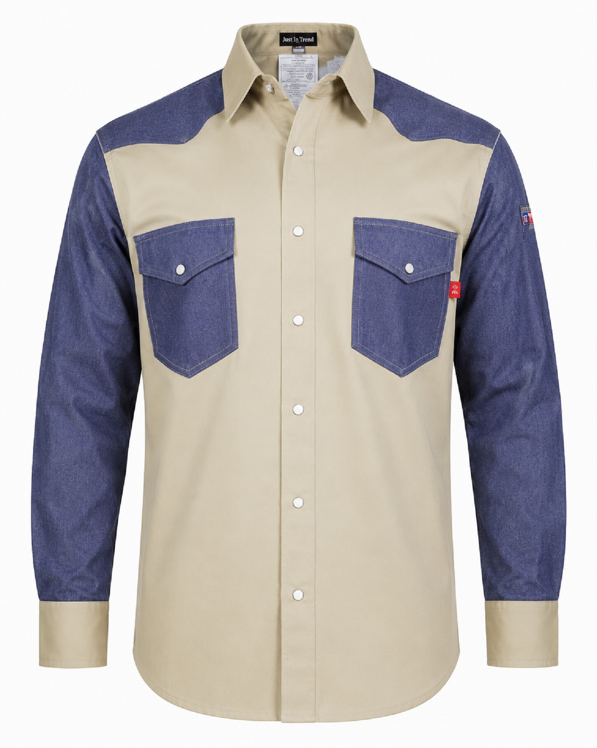 Just In Trend Flame-Resistant Western Style Two-Tone Shirt