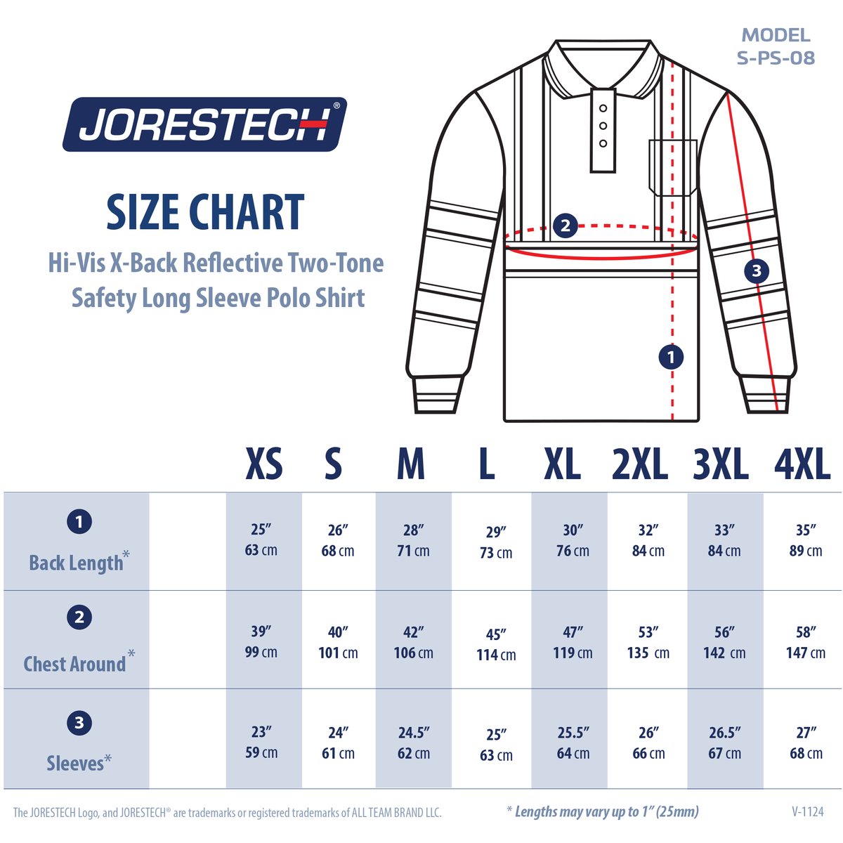 Jorestech Hi-Vis X-Back Reflective Two-Tone Safety Long Sleeve Polo Shirt