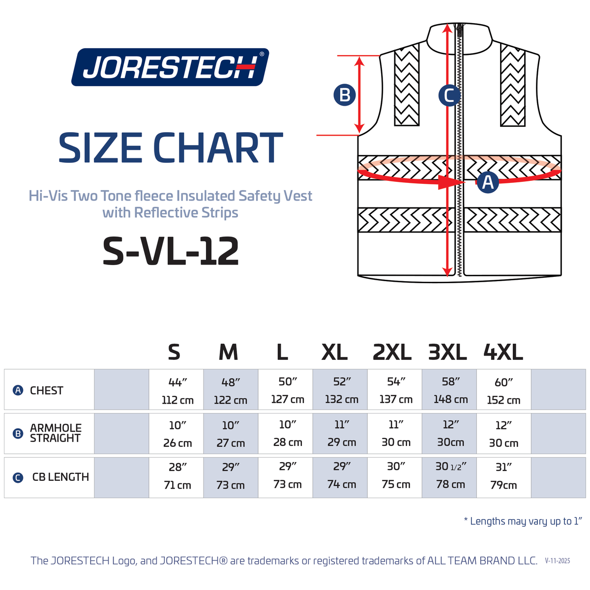 Jorestech Hi-Vis Reversible Insulated Safety Vest with Reflective Thermal Transfer Strips