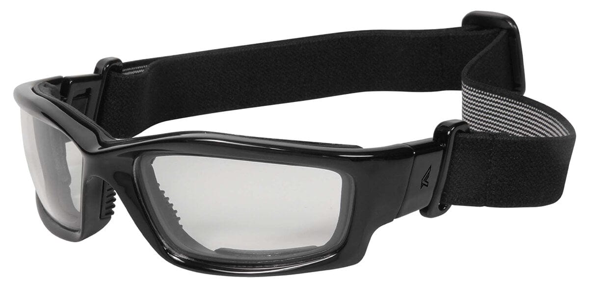 Edge Kazbek Safety Glasses/Goggles Black Foam Padded Frame, Strap Clear Vapor Shield Lens