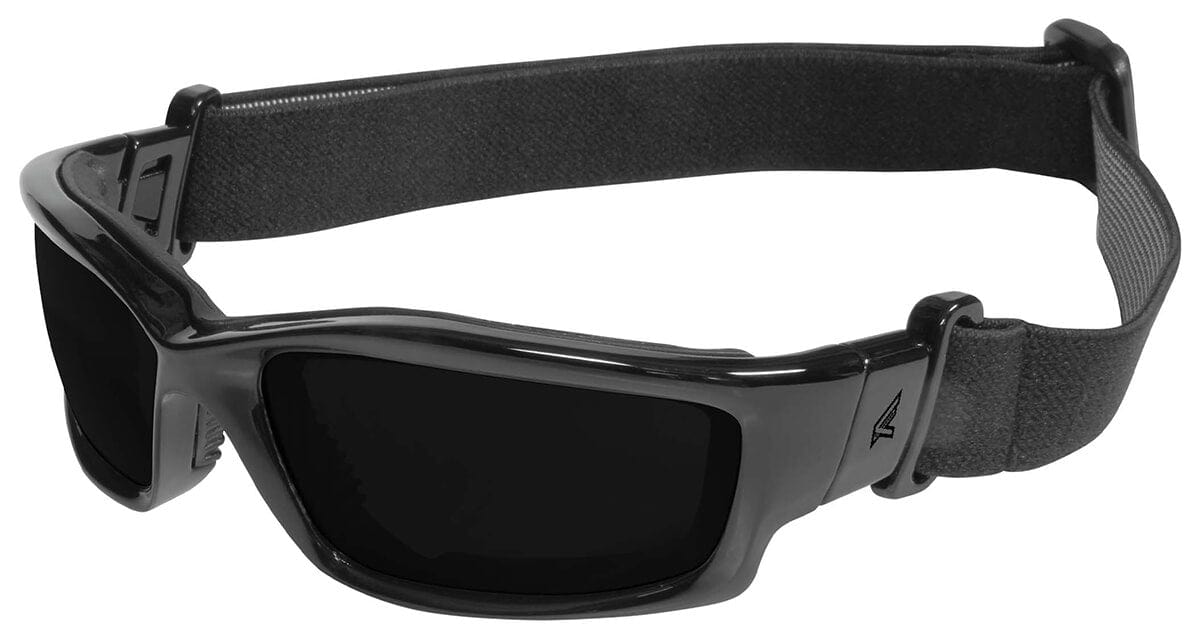 Edge Kazbek Safety Glasses/Goggles Black Foam Padded Frame, Strap Smoke Vapor Shield Lens