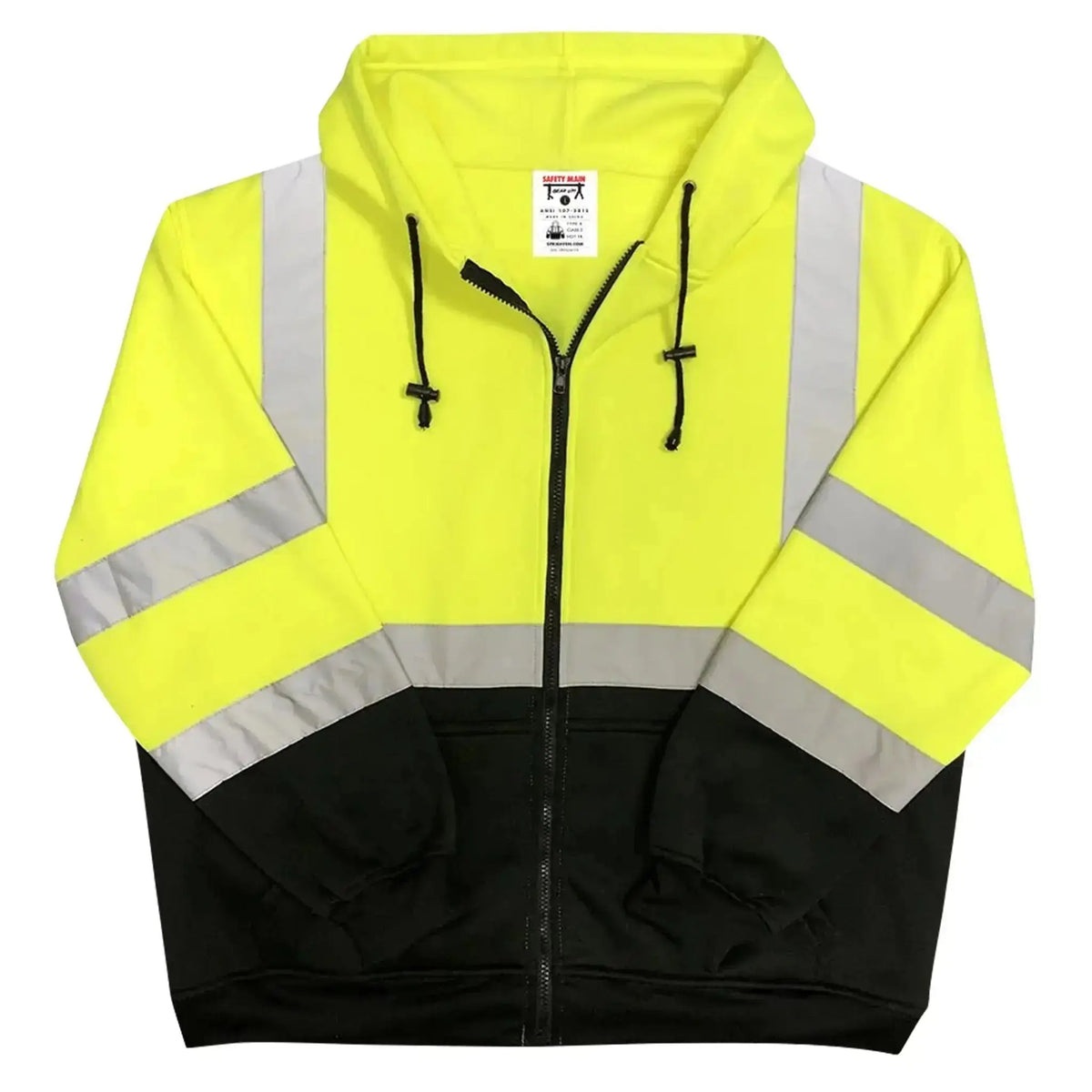 Safety Main 05LWJYB Lightweight Hoodie, Class 3, Hi-Vis Yellow with Black Bottom, Pack of 5