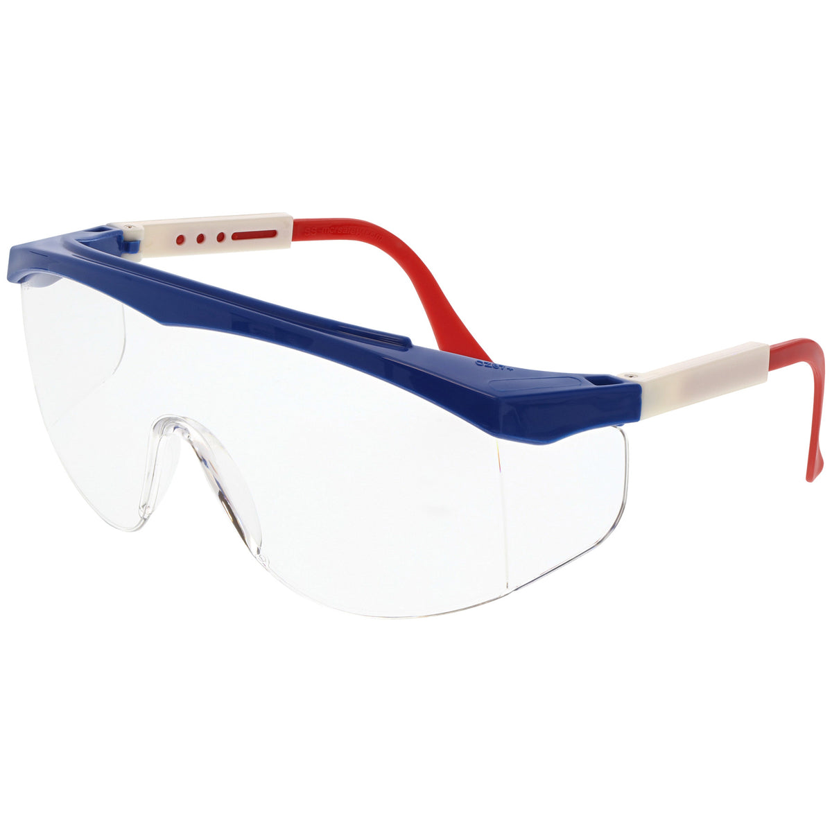 MCR Safety SS1 Safety Glasses with RWB Frame and Clear Lens