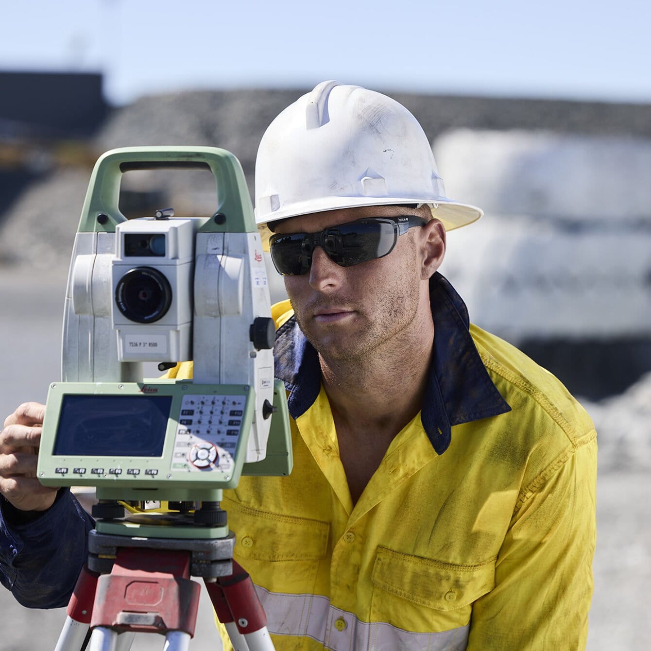 Bolle Swift Safety Glasses with Smoke Anti-Fog Lens worn by construction worker