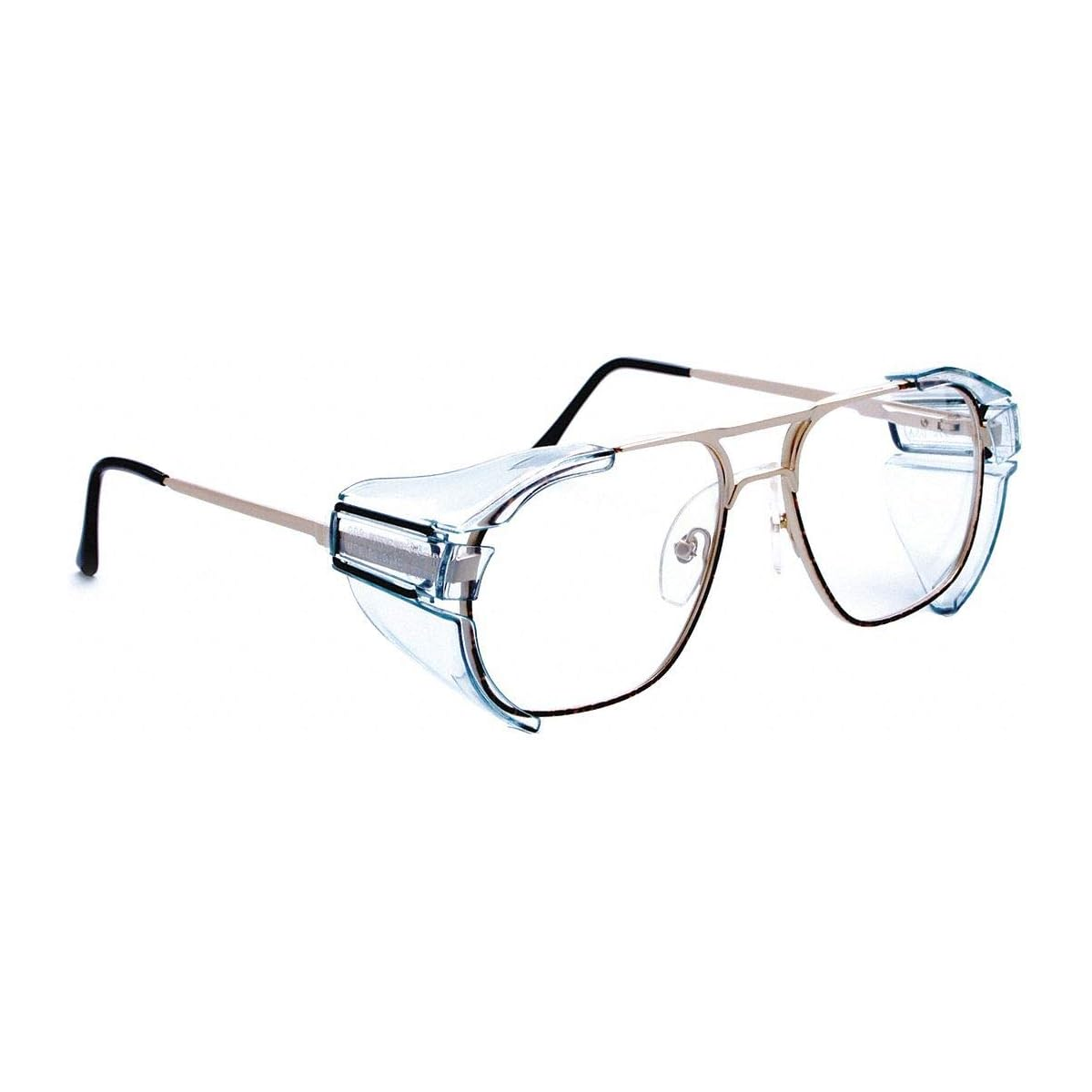 Safety Optical B-52 Sideshields installed on a pair of large Rx frames