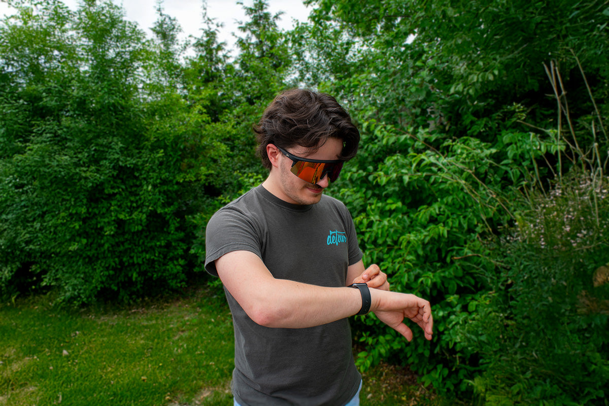 Detour Surge Safety Sunglasses with Matte Black Frame and Red Sunset Lens-Safety Glasses USA