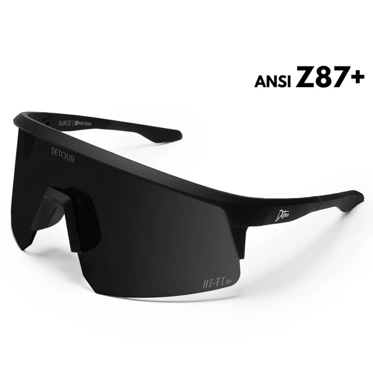 Detour Surge Safety Sunglasses with Matte Black Frame and Jet Black Le