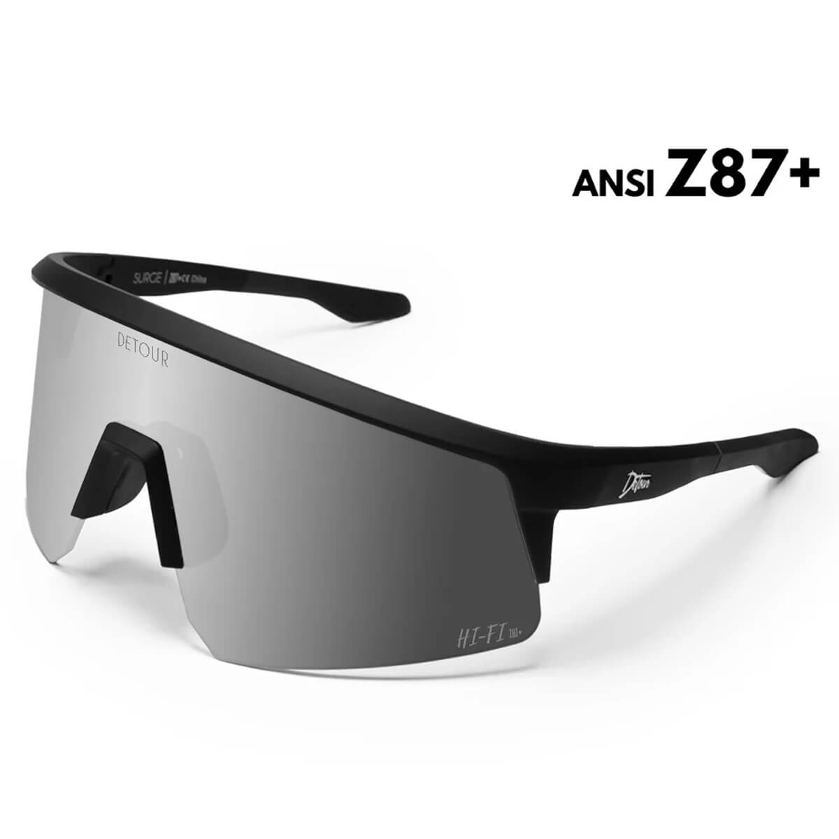 Detour Surge Safety Sunglasses with Matte Black Frame and Silver Bulle