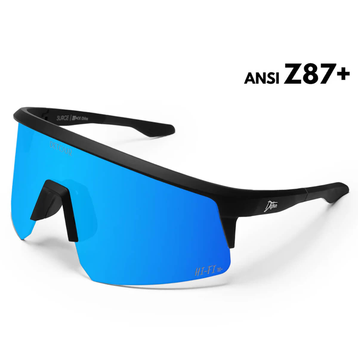 Detour Surge Safety Sunglasses with Matte Black Frame and Electric Blue Lens-Safety Glasses USA-1