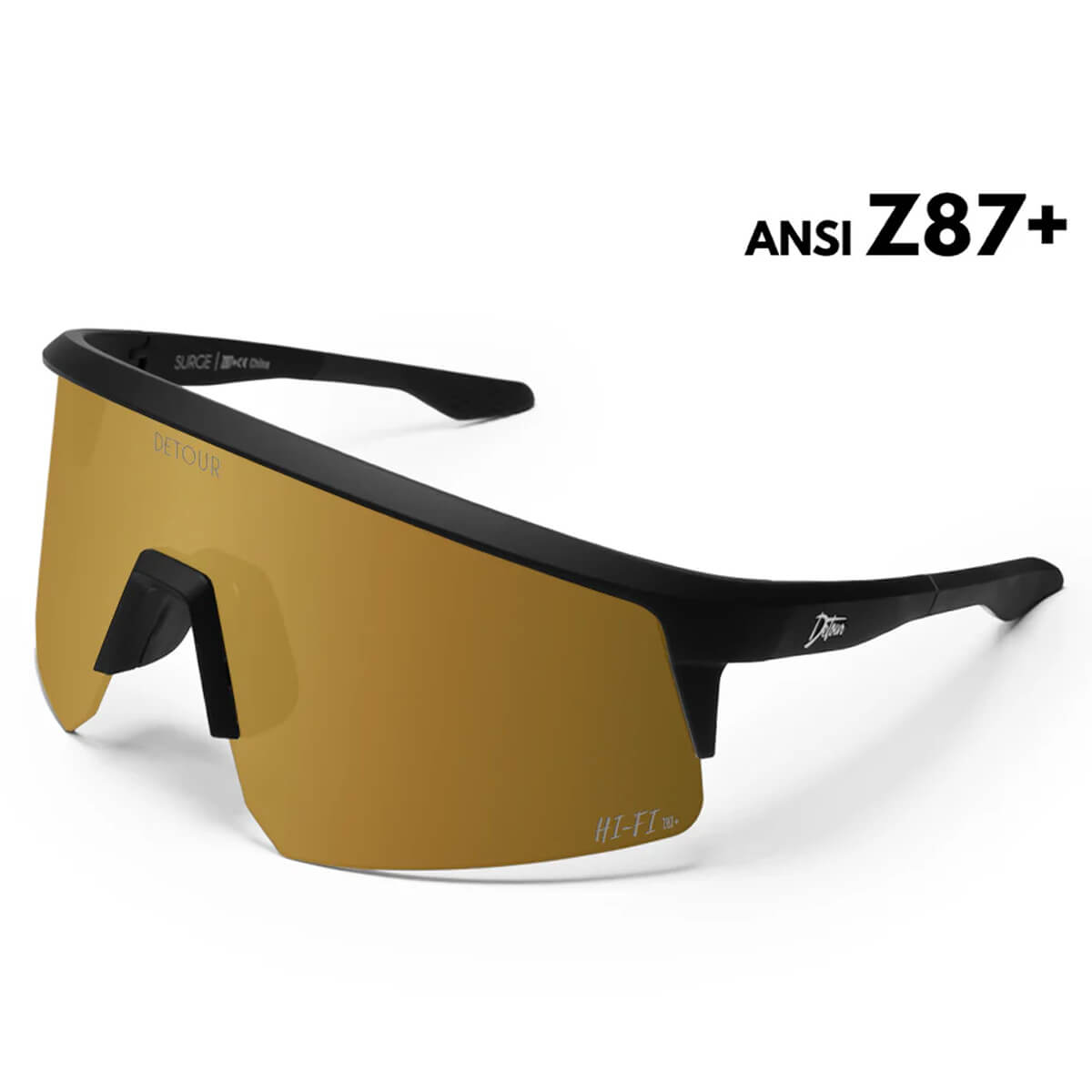 Detour Surge Safety Sunglasses with Matte Black Frame and 24K Gold Lens-Safety Glasses USA-1