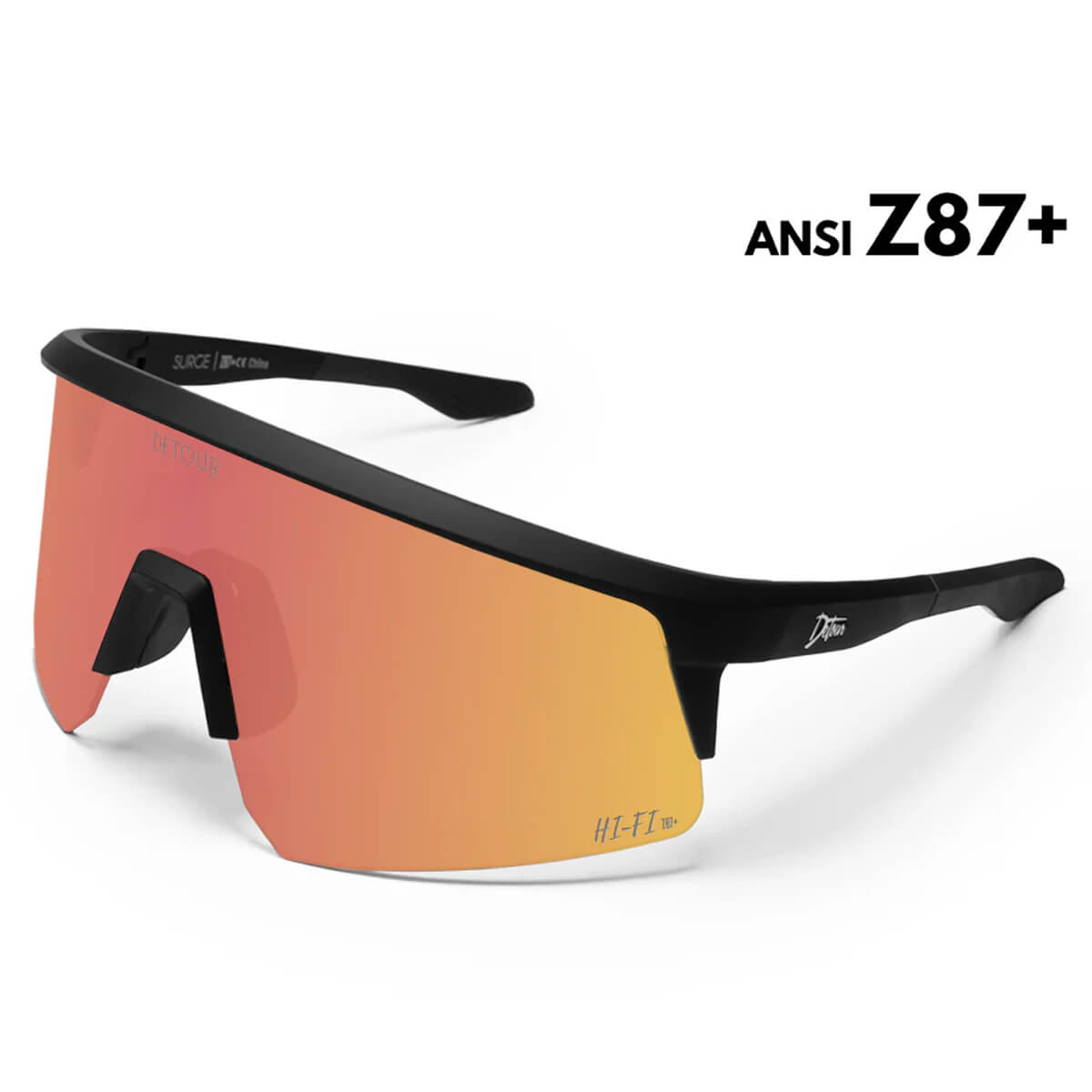 Detour Surge Safety Sunglasses with Matte Black Frame and Rose Pink Lens-Safety Glasses USA-1