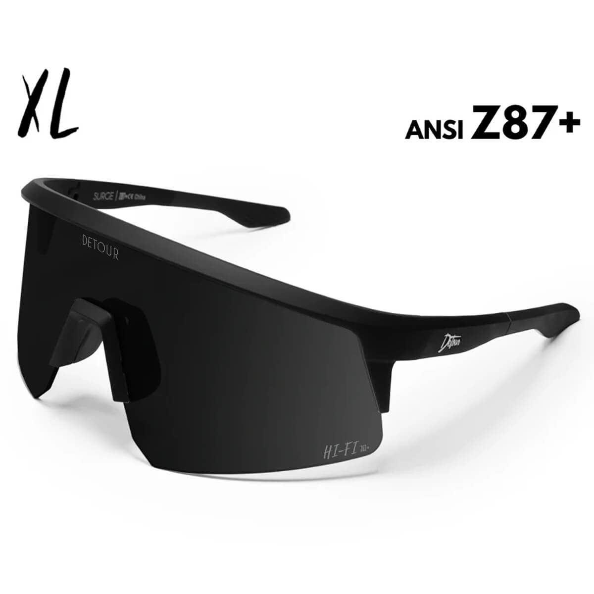 Detour Surge XL Safety Sunglasses with Matte Black Frame and Jet Black Lens-Safety Glasses USA-1