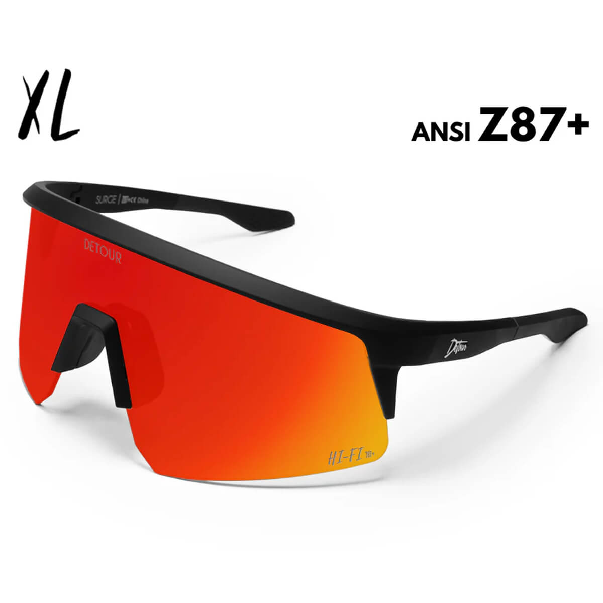 Detour Surge XL Safety Glasses with Matte Black Frame and Red Sunset Lens-Safety Glasses USA-1