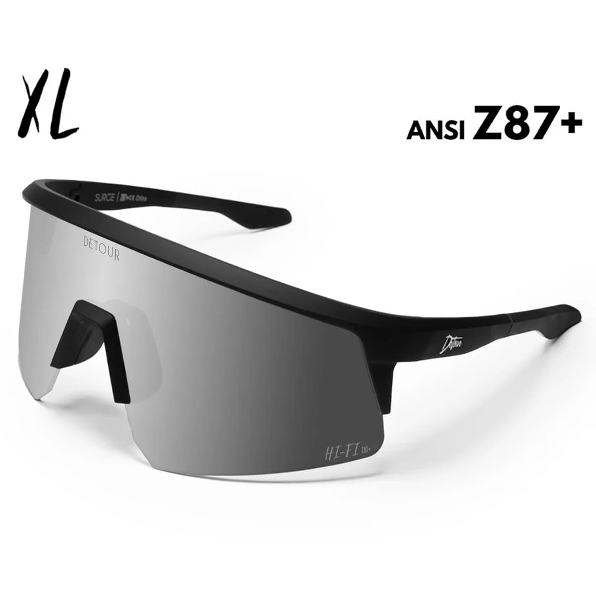 Detour Surge XL Safety Sunglasses with Matte Black Frame and Silver Bullet Lens-Safety Glasses USA-1