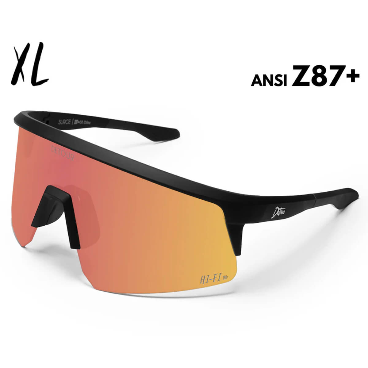 Detour Surge XL Safety Sunglasses with Matte Black Frame and Rose Pink Lens-Safety Glasses USA-1