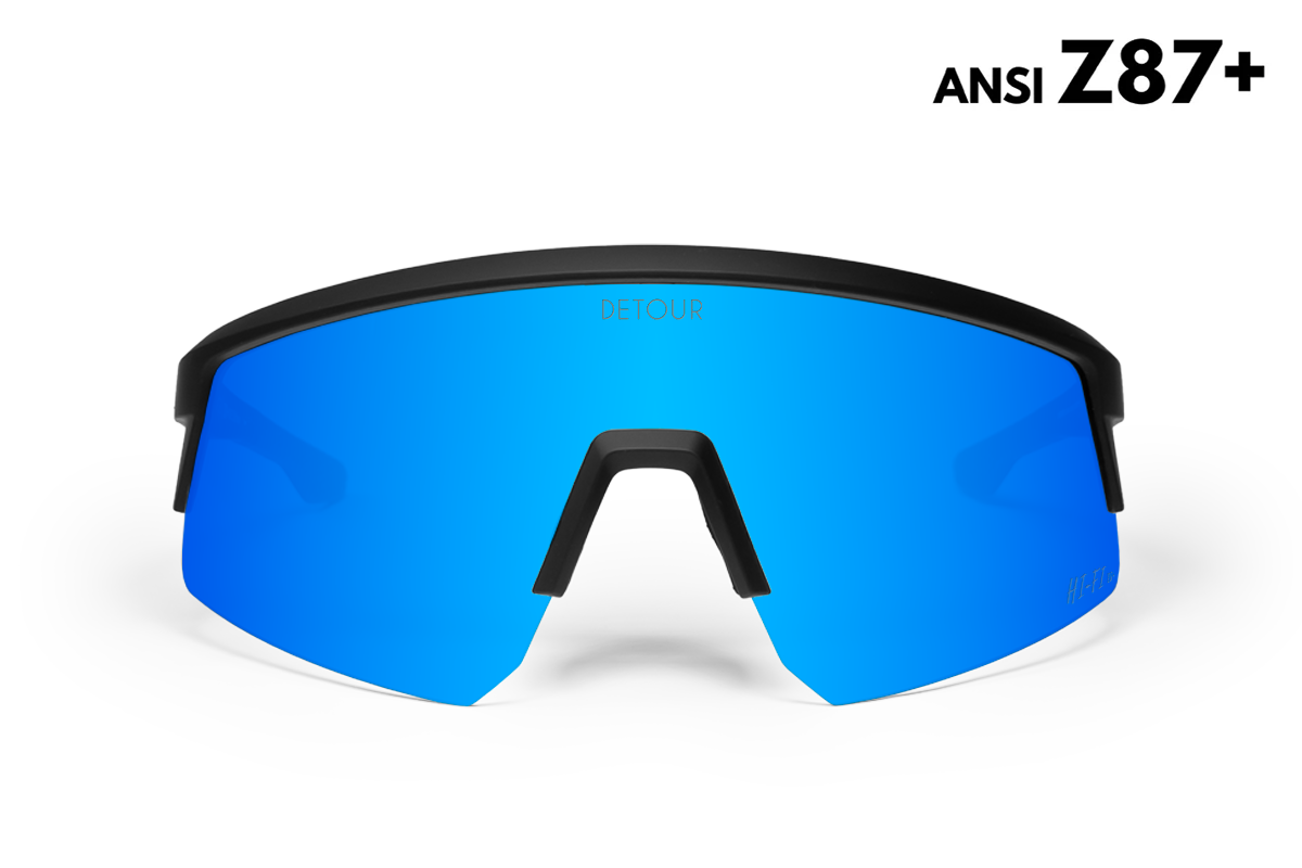 Detour Surge Safety Sunglasses with Matte Black Frame and Electric Blue Lens-Safety Glasses USA