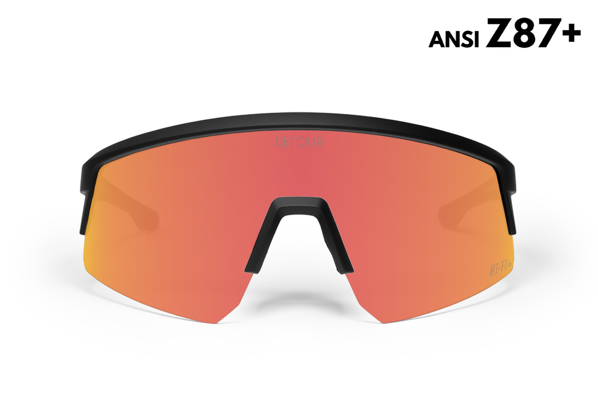 Detour Surge Safety Sunglasses with Matte Black Frame and Rose Pink Lens-Safety Glasses USA