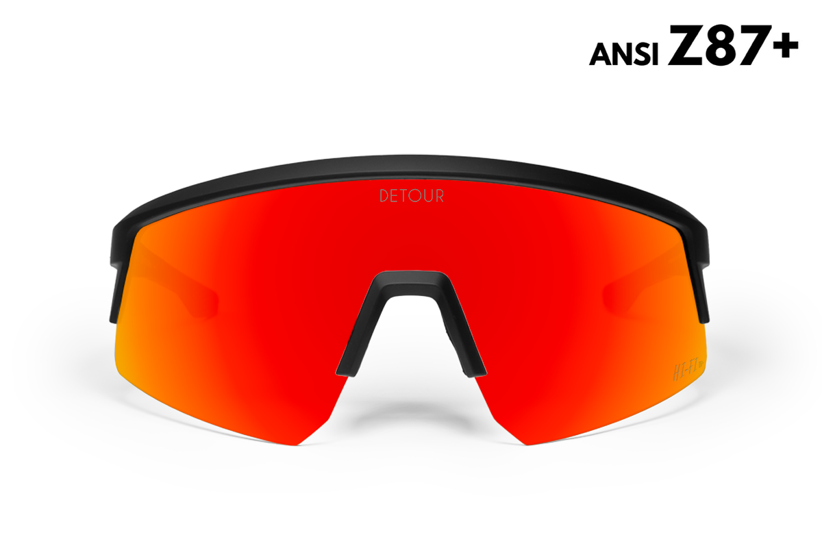 Detour Surge Safety Sunglasses with Matte Black Frame and Red Sunset Lens-Safety Glasses USA