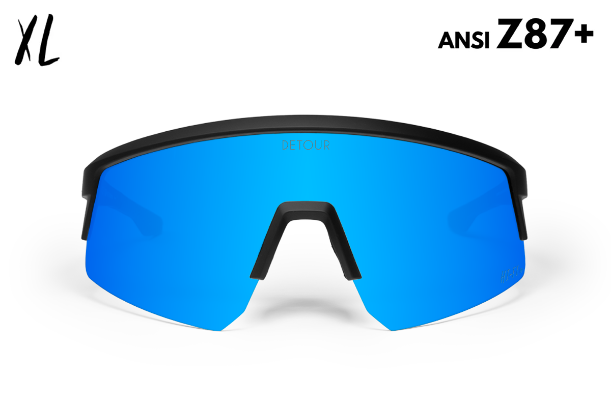 Detour Surge XL Safety Sunglasses with Matte Black Frame and Electric Blue Lens-Safety Glasses USA