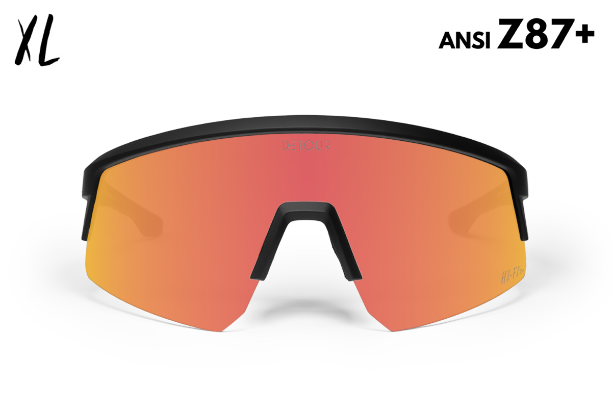 Detour Surge XL Safety Sunglasses with Matte Black Frame and Rose Pink Lens-Safety Glasses USA