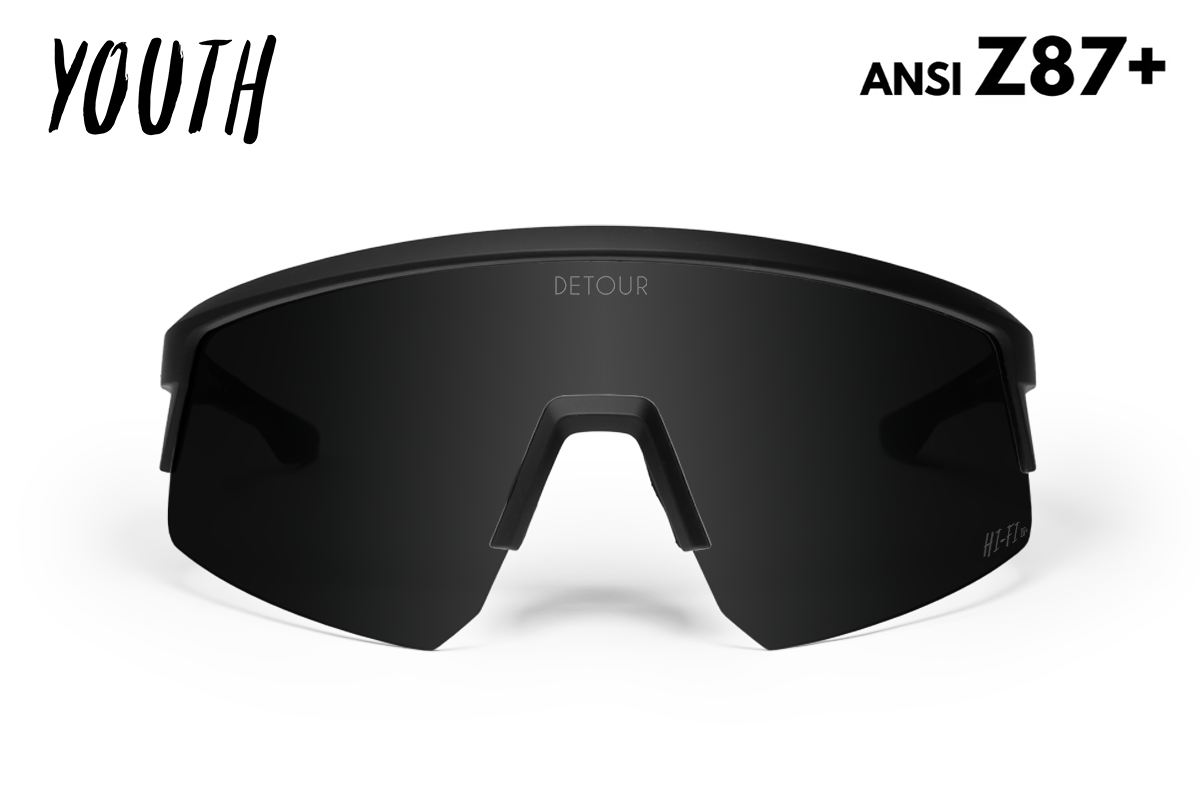 Detour Surge Youth Safety Sunglasses with Matte Black Frame and Jet Black Lens-Safety Glasses USA