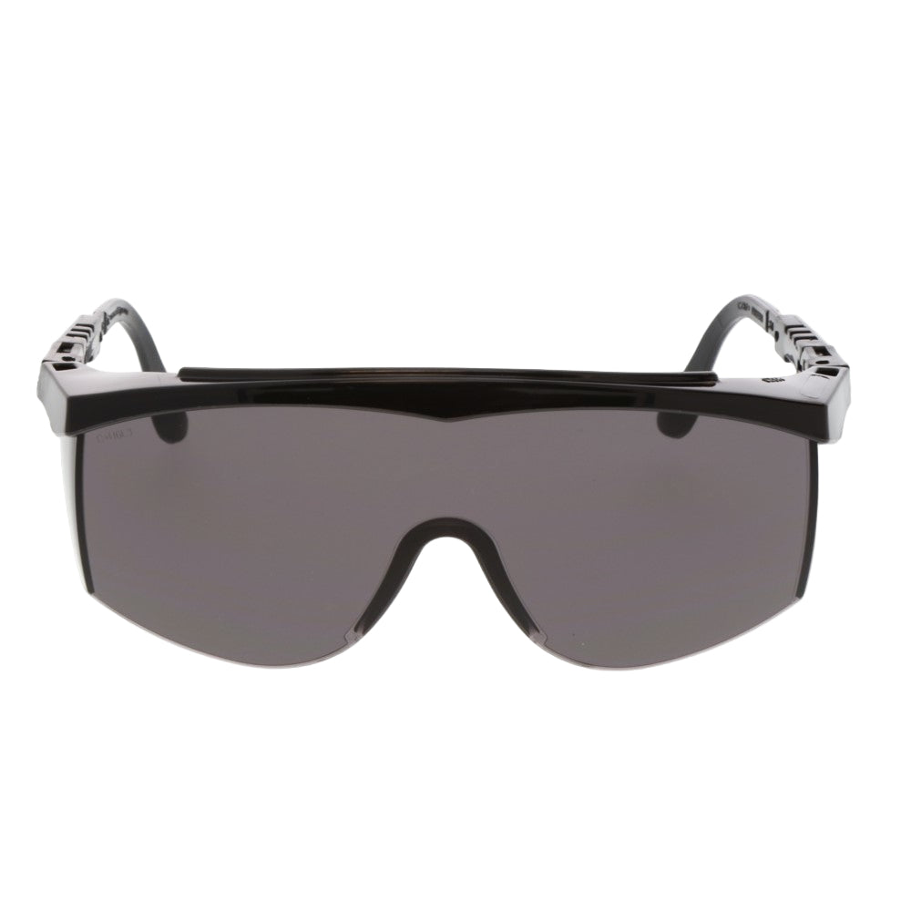 MCR Safety TK1 Safety Glasses Black with Gray Lens Front Lens View