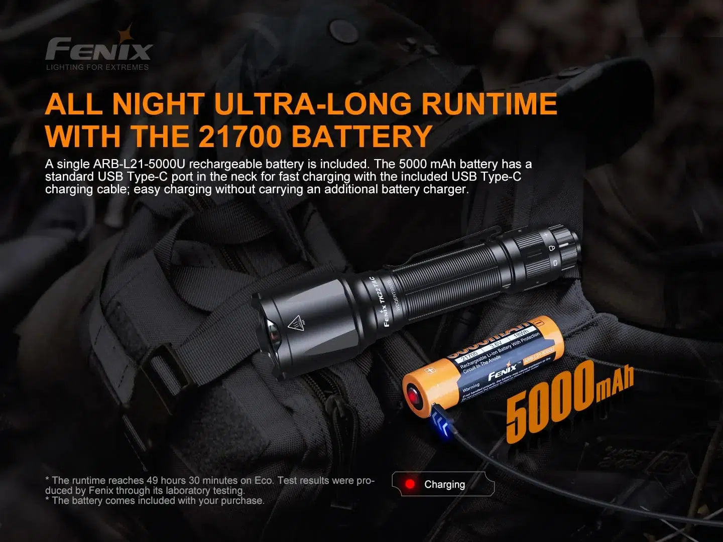 Fenix TK22 TAC Tactical Flashlight - 2800 Lumens-sku-44858656457000-Safety Glasses USA-10