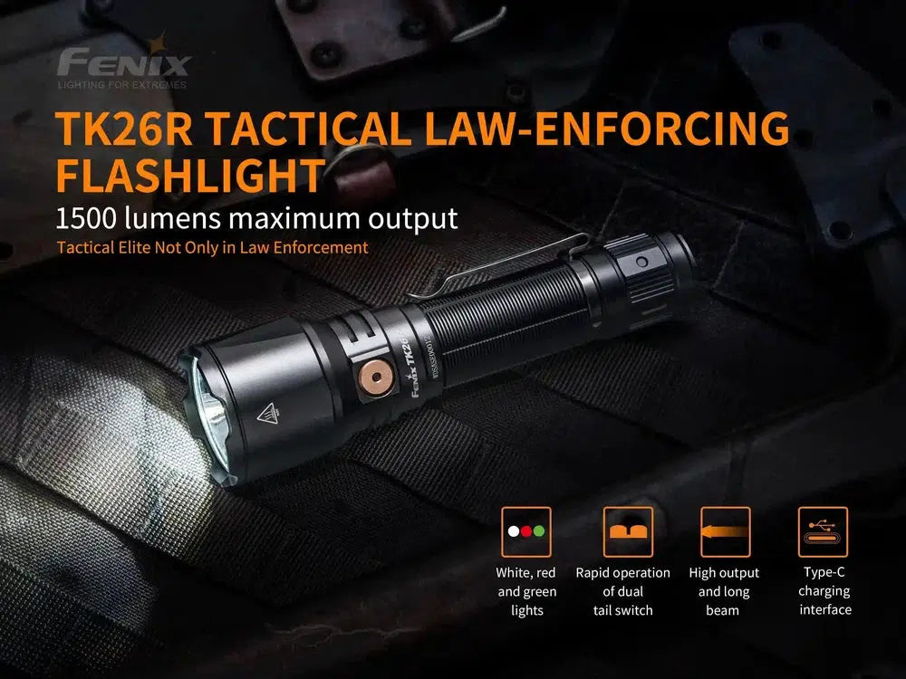 Fenix TK26R Tactical LED Flashlight - 1500 Lumens-sku-44858588692776-Safety Glasses USA-2
